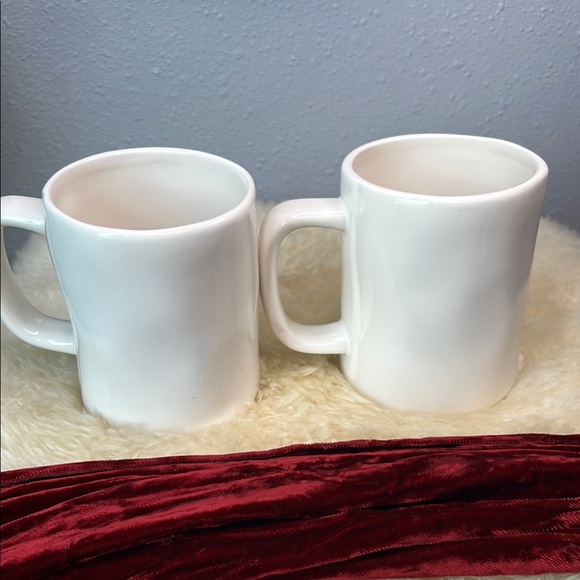 Rae Dunn White Ceramic Mugs Yours and Mine Set - Picture 3 of 4